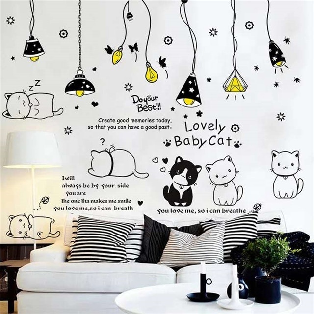 Longtime Cute PVC Self-adhesive Creative Removable Unicorn Decals Wall Stickers for Kids Room Bedroom Living Room Home Decoration