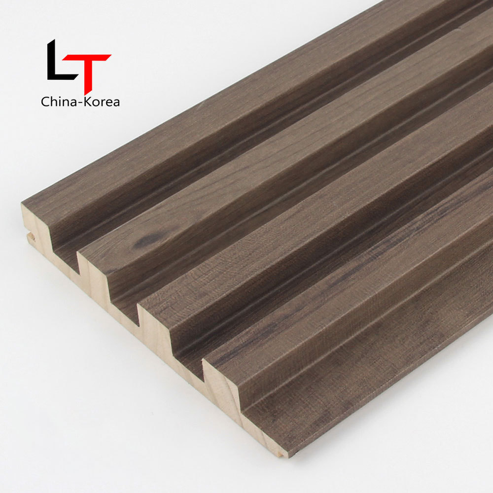 Longtime Interior Decoration Slat Fluted Great Wall Walnut Solid Wood Grilles Panels 3d mdf wood wall panel