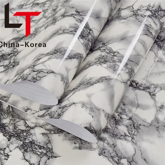 Longtime Self Adhesive Film for Home Decoration Manufacturer 3d gray white Marble effect textured Waterproof PVC Wallpaper