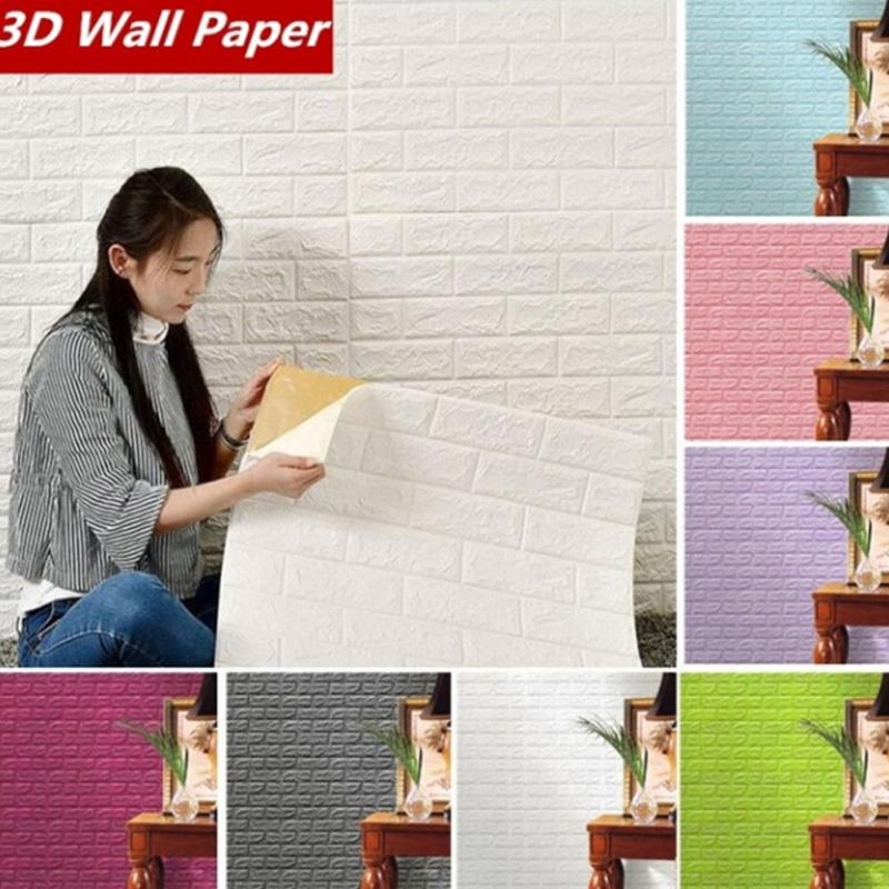 Longtime 70*70 cm PVC 3D Art Wall Stickers Waterproof Modern The Living Room Wall Brick Pattern Wallpaper