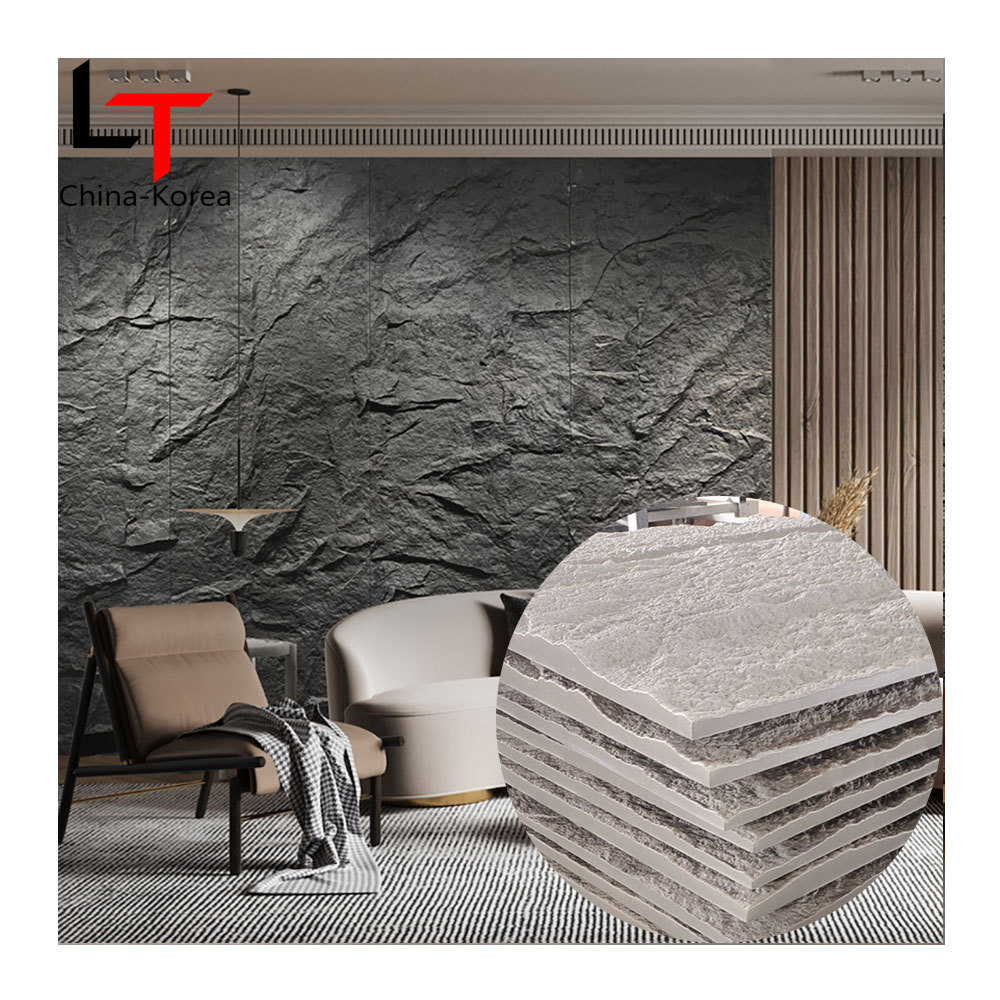 Longtime Light weight PU large faux pu stone rock 3d sound proof wall panels for house decoration