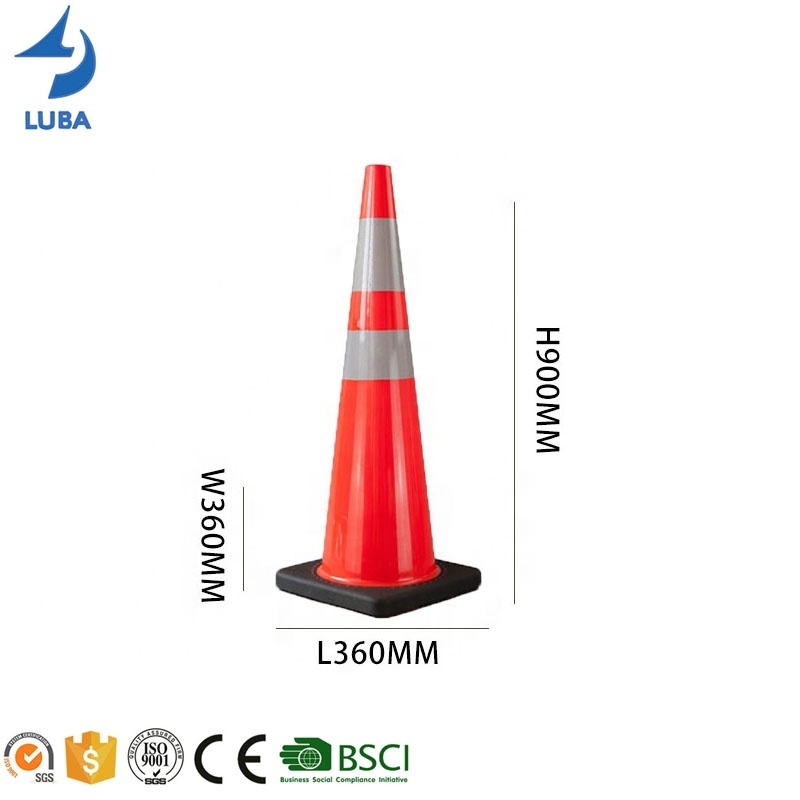 900mm Tall New Pvc Black Base Road Safety Pvc Orange Traffic Cone