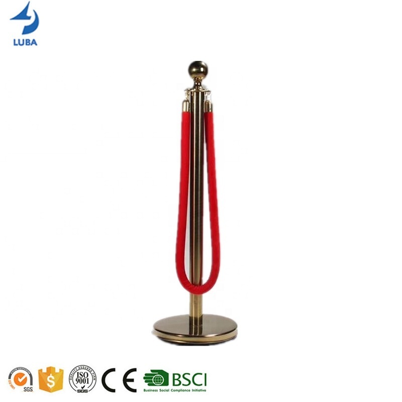 High Quality Bank Road Traffic Crowd Control Red Carpet Safety Queue Poles Barriers With Velvet Rope