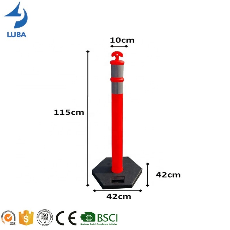 PE Traffic Bollard Reflective Traffic Delineator 115cm Warning Post