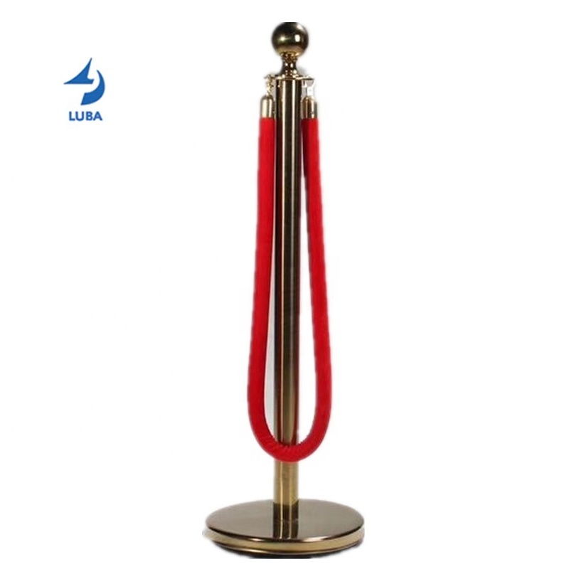 New Arrive Black Gold Bollard Red Carpet Walkway Bank Stands Traffic Crowd Control With Velvet Rope Poles