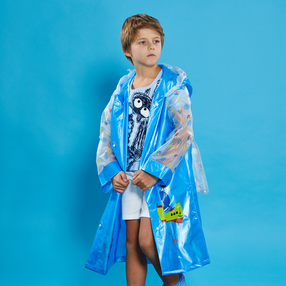 Pretty Disposable Plastic Backpack Raincoats For Children