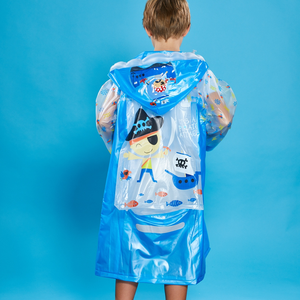 Pretty Disposable Plastic Backpack Raincoats For Children