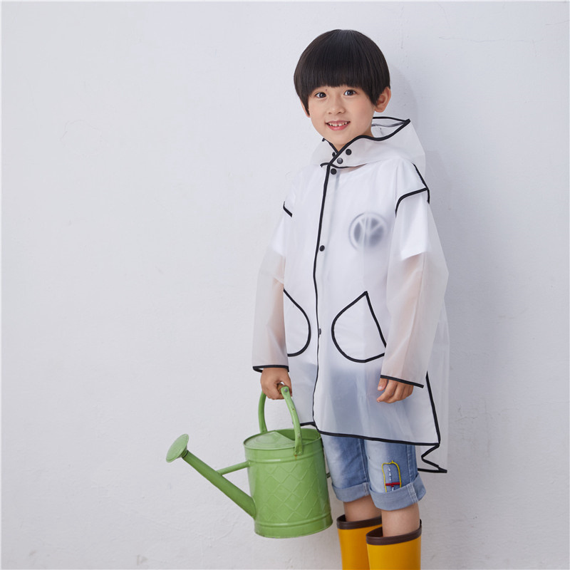 Kids Toddler Children Fashion Clean Transparent Long Hooded Edge Clear Waterproof Rain Poncho Jacket Raincoats for Boys Girls