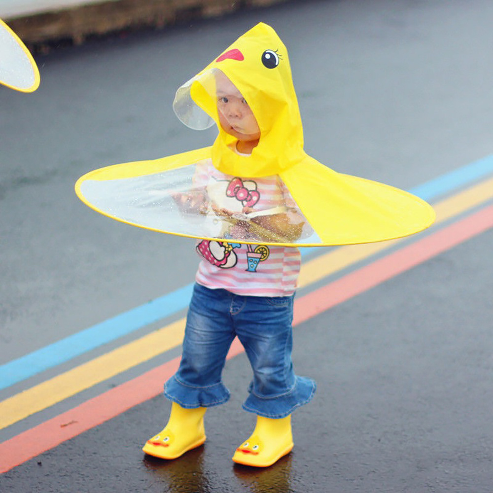 Wholesale Hot Sale Little Yellow Duck Baby Hiking PonchoChild Raincoat Child Cloak Little Ufo Raincoat