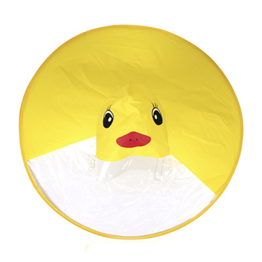 Hot Selling PVC Ufo Kids Umbrella Hat Cartoon Duck Raincoat Children Toddler Rainwear for Boys Girls