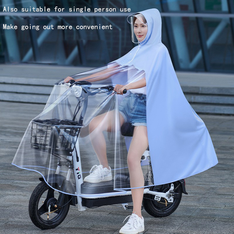 Mother and Child Twin Electric Car Raincoat Pedal Battery Car Raincoat Single Person Summer Thick Small Man Cover Obo Two