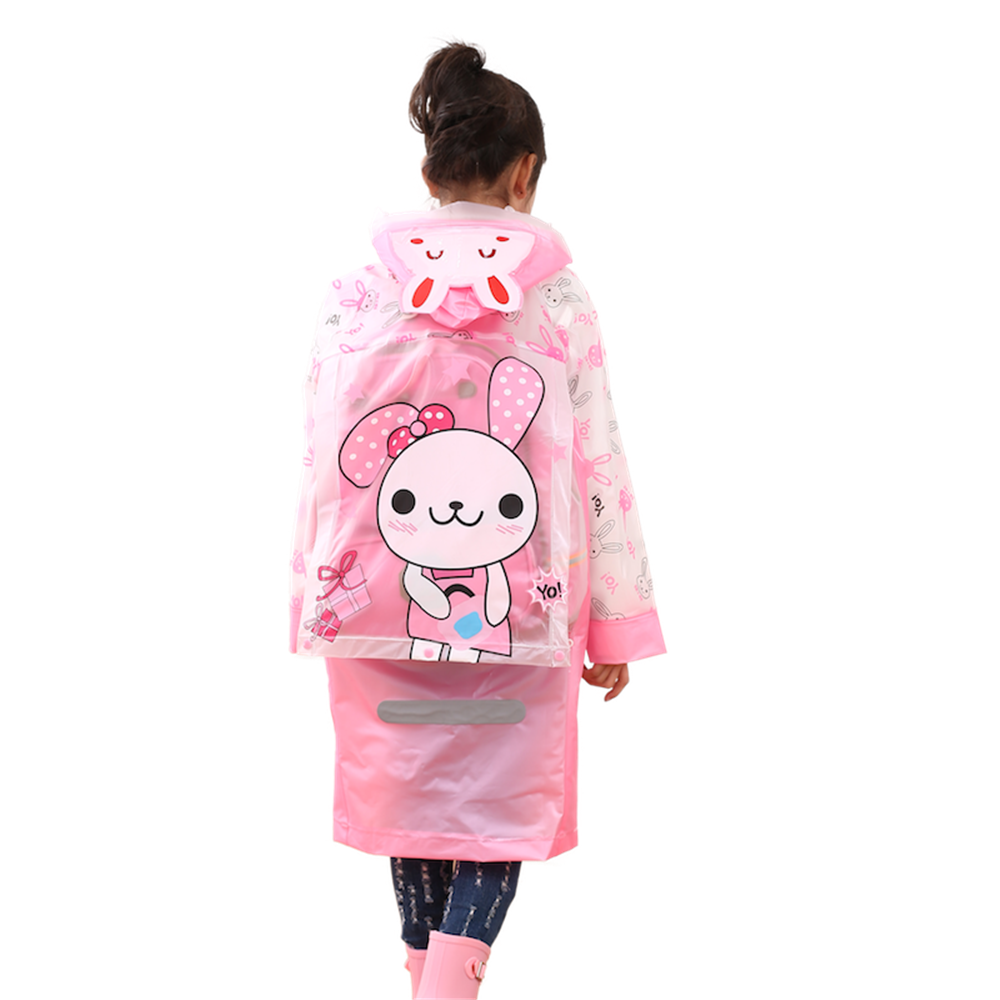 Wholesale Pvc Vinyl Kids Raincoat Manufacturers With Logo And Backpack For On The Way School