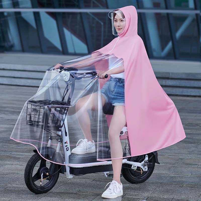 Mother and Child Twin Electric Car Raincoat Pedal Battery Car Raincoat Single Person Summer Thick Small Man Cover Obo Two