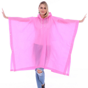 Multifunction Outdoor Custom Logo Unisex Long Adult EVA/PEVA Rectangle Plastic Portable Rain Poncho with Buttons and drawstring