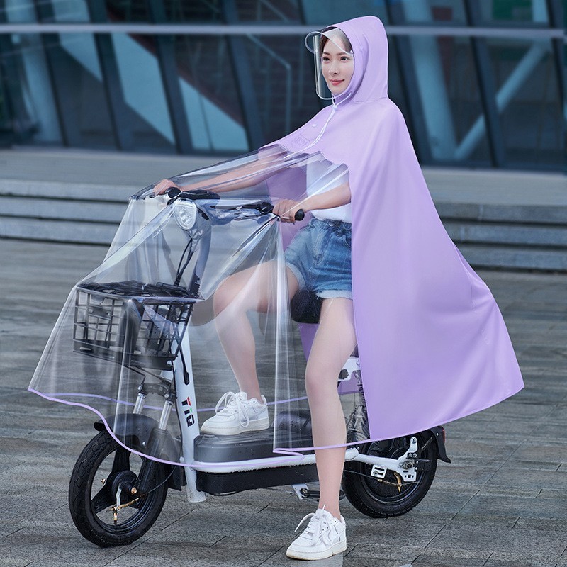 Mother and Child Twin Electric Car Raincoat Pedal Battery Car Raincoat Single Person Summer Thick Small Man Cover Obo Two