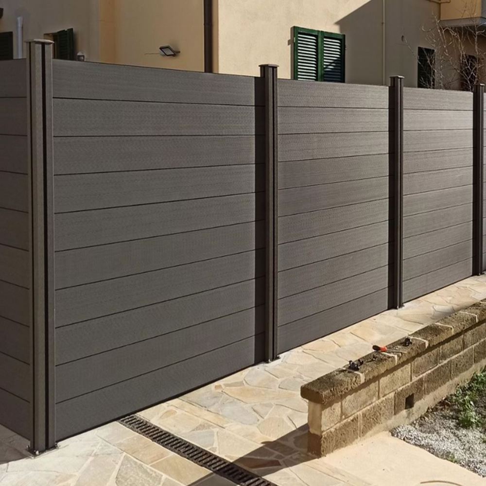 Grey Privacy Decorative Outdoor Garden Fence Wood Composite WPC Fence Panels