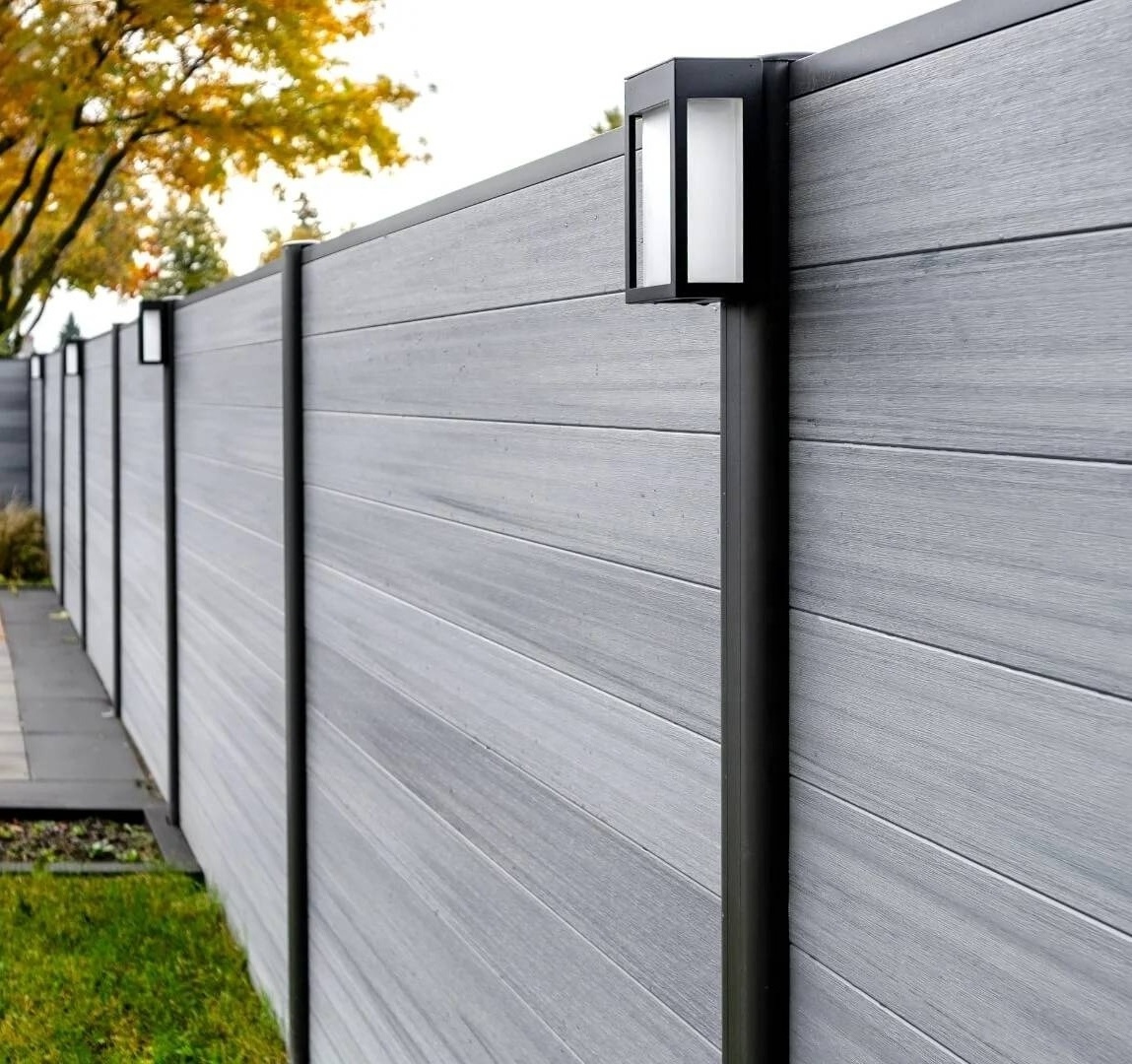 Linyuanwai wholesale UV resistance privacy safety fence panels wood plastic composite wpc garden fence