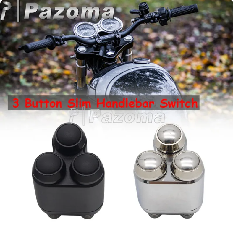 Motorcycle 3-Button Hand Control Momentary Switch Universal For 7/8