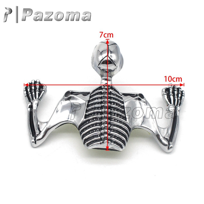 Steel Skeleton Decorative Figure For Harley Motorcycle 7 Inch Headlight Visor Fender Custom Skeleton Skull Chrome Statue