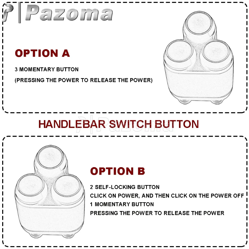 Motorcycle 3-Button Hand Control Momentary Switch Universal For 7/8