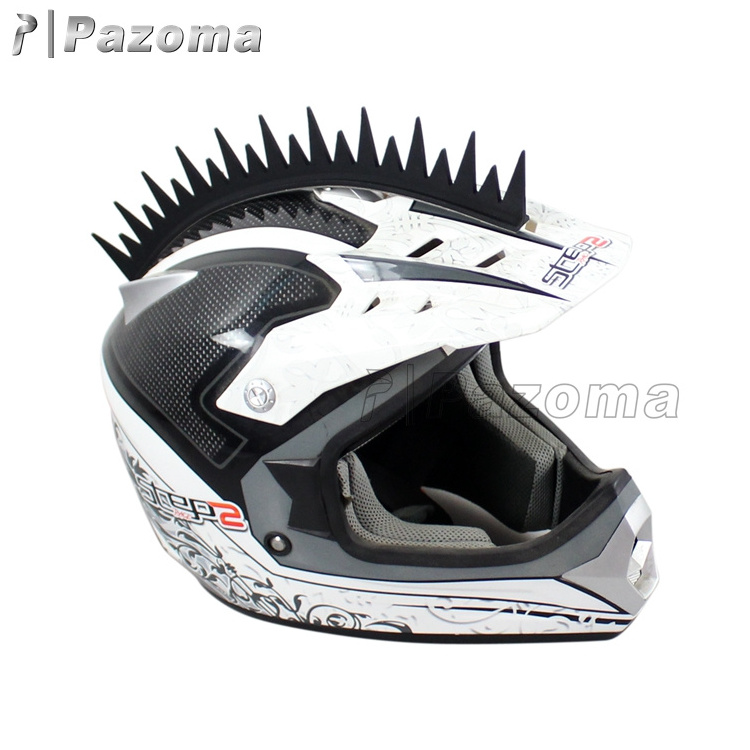 Pazoma Rubber Black Uneven Style Motorcycle Helmet Mohawks 3M Stick On Dirt Bike Helmet