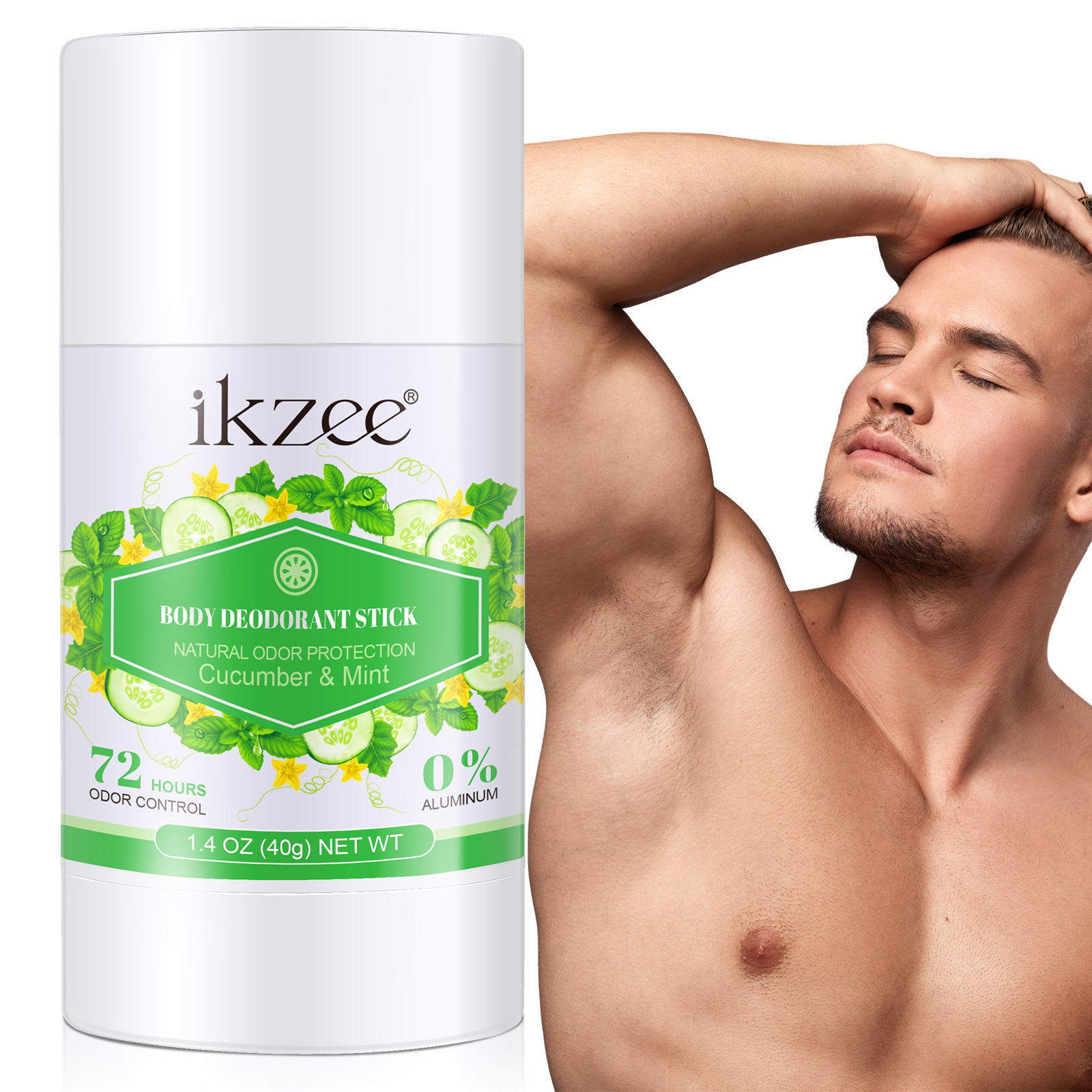 ikzee Organic Vegan Whole Body Balm Deodorant Stick Smooth Solid Cream Coconut Cucumber Underarm Deodorant Stick for Full Body