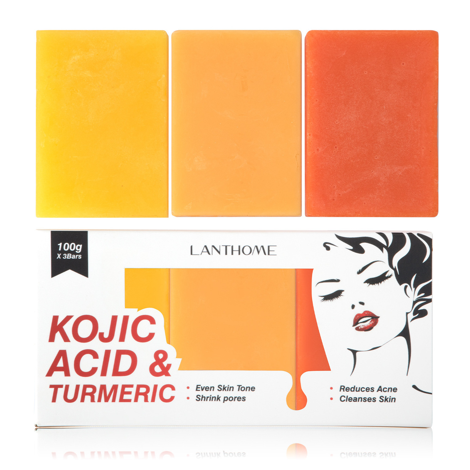 LANTHOME 3 PCS Wholesale Brands Kojie San Handmade Original Whitening Skin Care Raw Material Kojic Acid soap