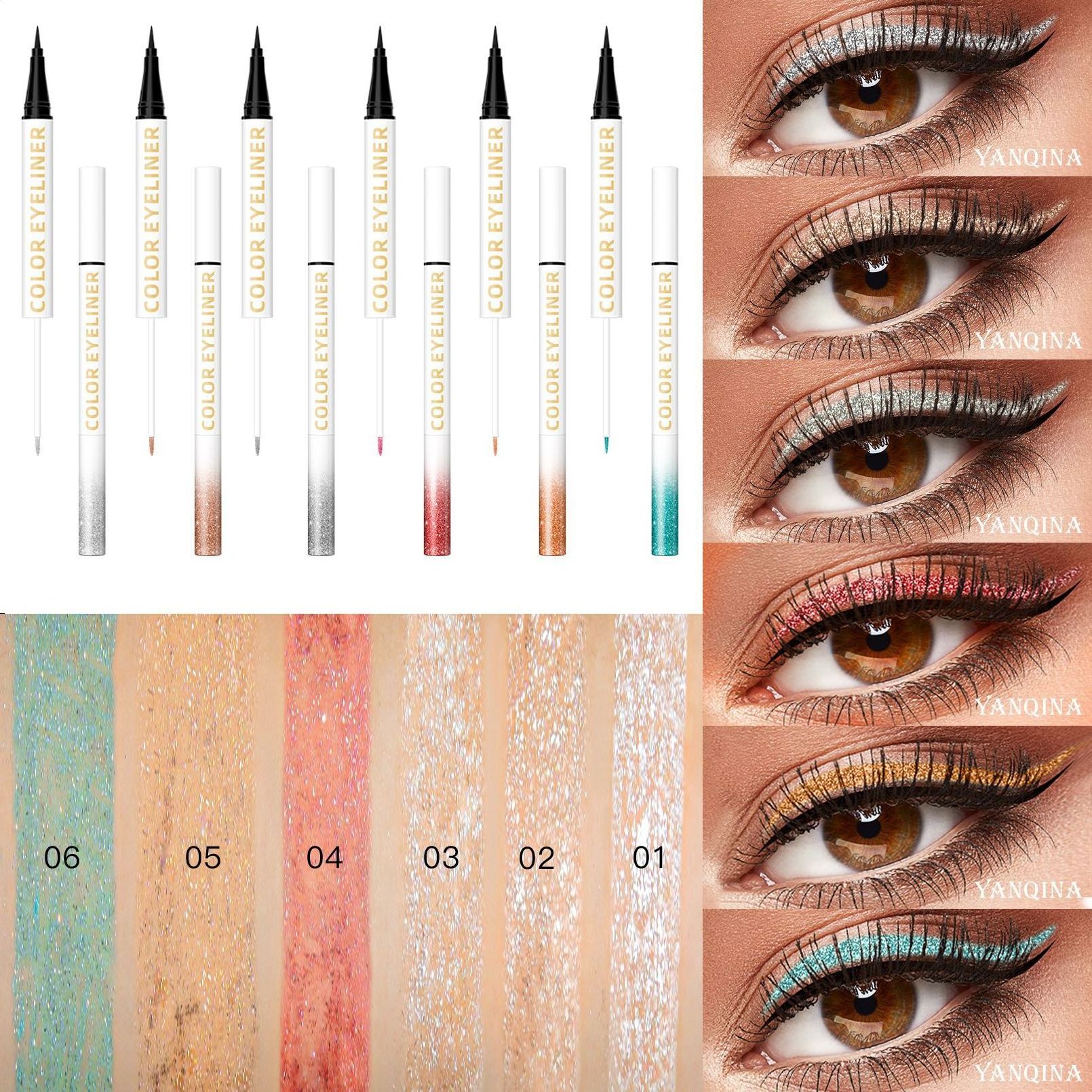 YANQINA Hot selling Long-lasting sexy cosmetic pencil eyeliner waterproof eyeliner