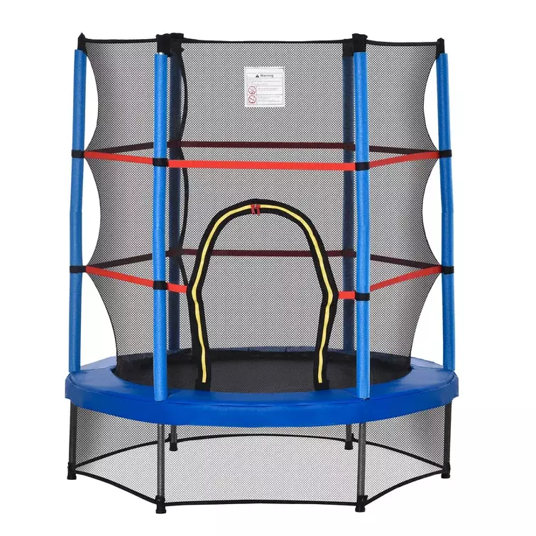 5FT Kids Trampoline With Enclosure Net Steel Frame Indoor Round Bouncer Rebounder Age 3 To 6 Years