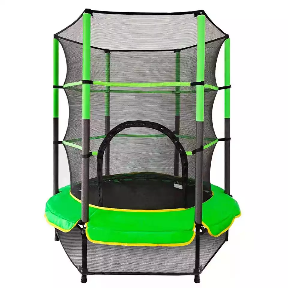 5FT Kids Trampoline With Enclosure Net Steel Frame Indoor Round Bouncer Rebounder Age 3 To 6 Years