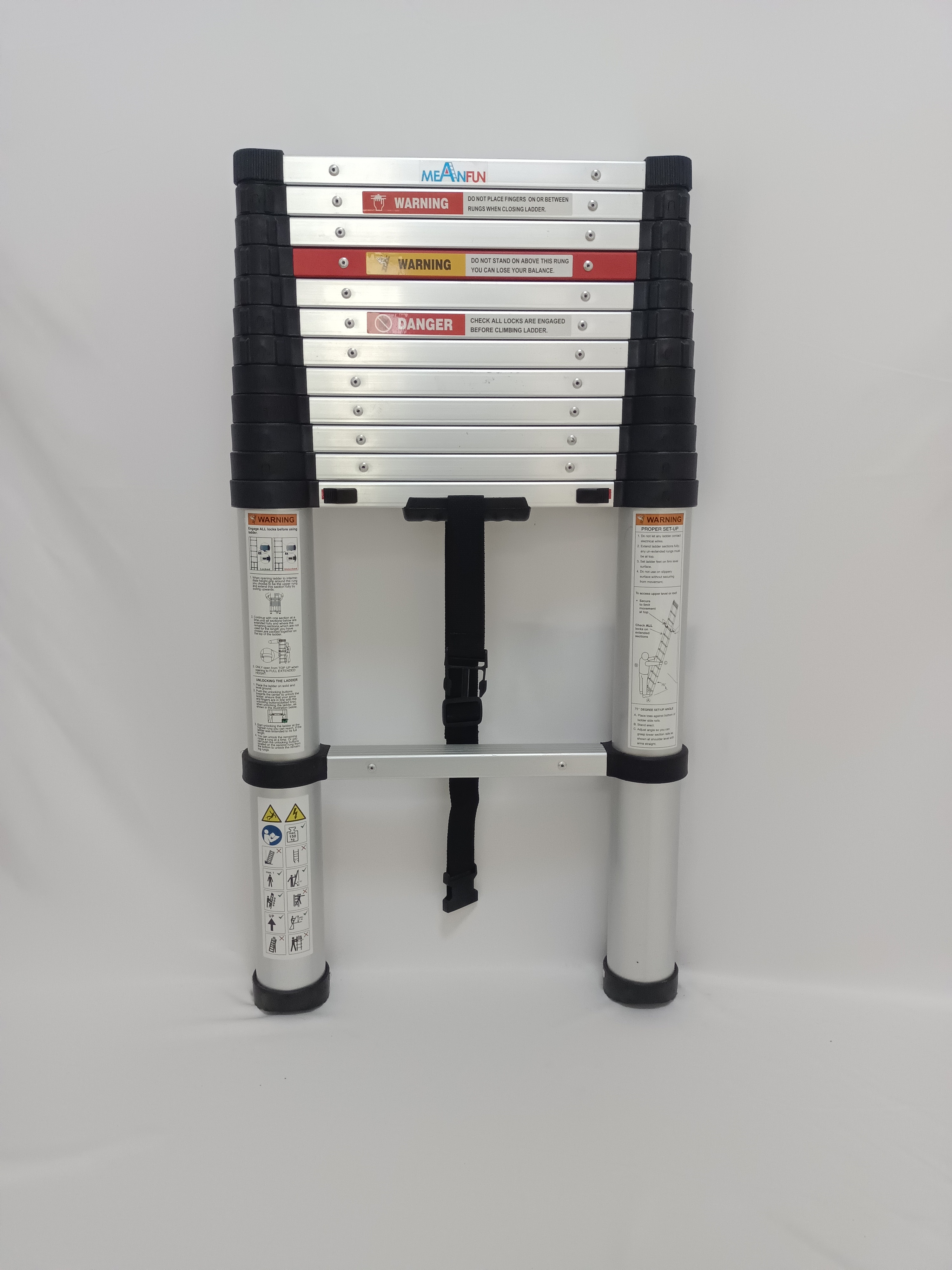 2022 latest Telescoping ladder Mingfeng Safety Extension Telescopic Ladders Step Ladder3.8m Aluminum safe close telescopic ladd