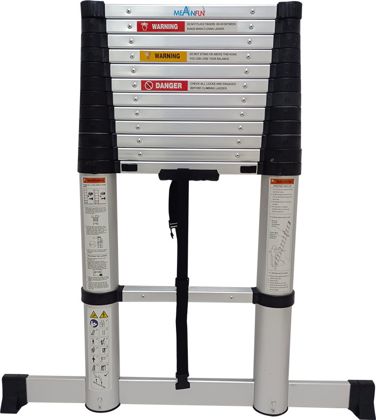 2022 latest Telescoping ladder Mingfeng Safety Extension Telescopic Ladders Step Ladder3.8m Aluminum safe close telescopic ladd