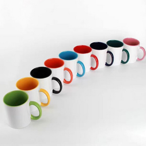 USA Warehouse Inner Color Mug Wholesale Custom Two Tone Mug Ceramic Cups 11oz Handle Solid color Inside Sublimation Printing mug