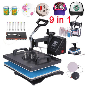 9 in 1 Combo Sublimation Machine Mug Plate Hat Frame Phone Case T-shirt Printer Pillow Puzzles Case Jersey Pen Printing Press