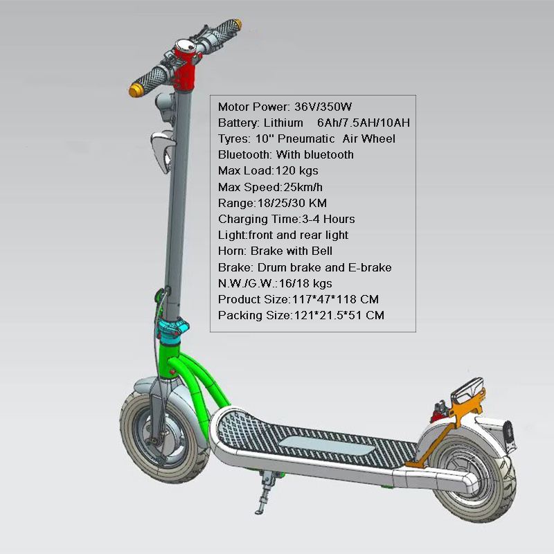 OEM ODM Electric Scooter Adults 350 Watt China 10inch Big Tyre Japanese  36 v Battery Electric Scooter