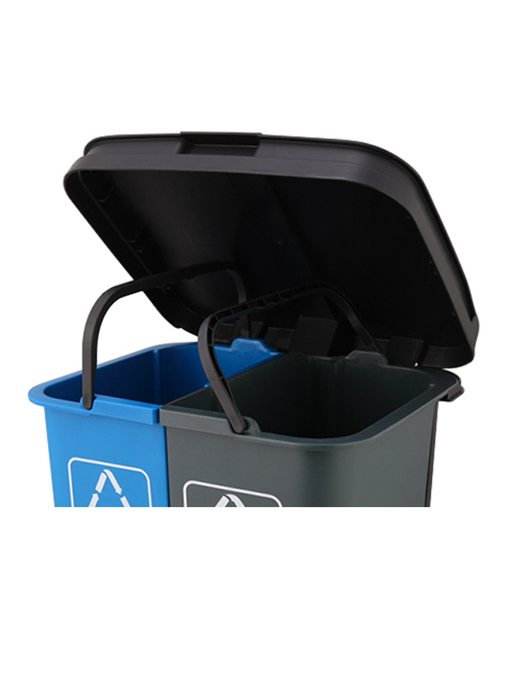 HDPE Plastic Foot Pedal Trash Can Segregated Double Basket Waste Recyclable Garbage Can Recycling Bins For Kitchen