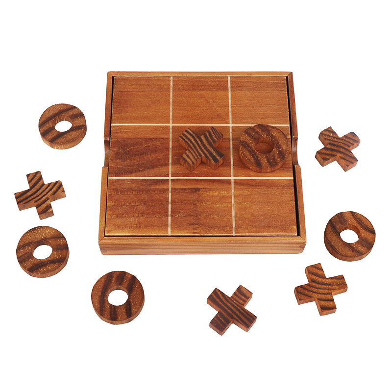 Classic Wooden XO game tic tac toe casual versus board game Classic Family Table Game for Adults and Kids