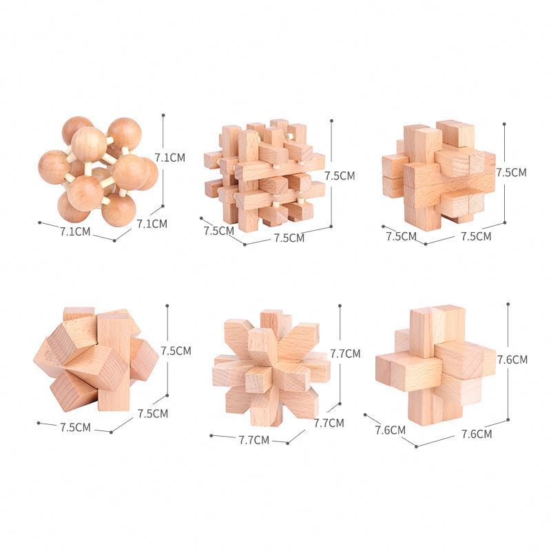 New design MINI 3D natural IQ wooden puzzle IQ game Interlocking Luban Lock for brain teaser