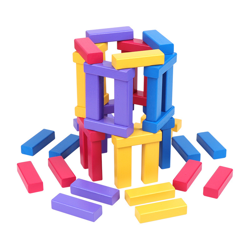 Best Selling Wooden Indoor Board Game Tumbling tower 48pcs Stacking block toy Gift for Kids and Adult