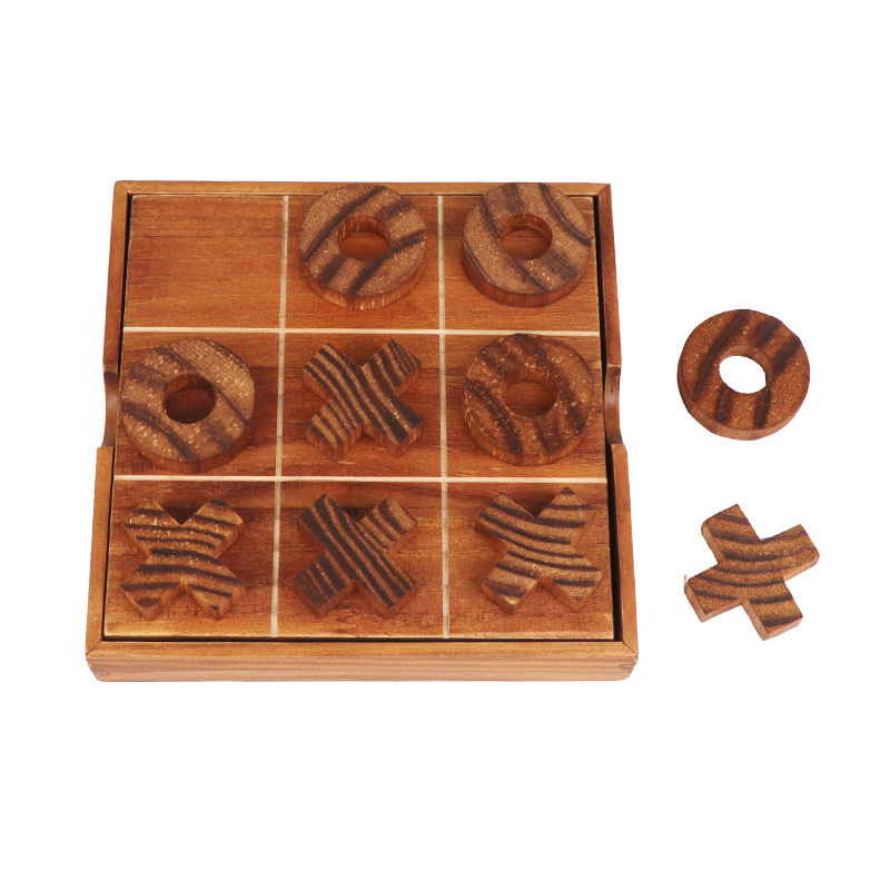 Classic Wooden XO game tic tac toe casual versus board game Classic Family Table Game for Adults and Kids