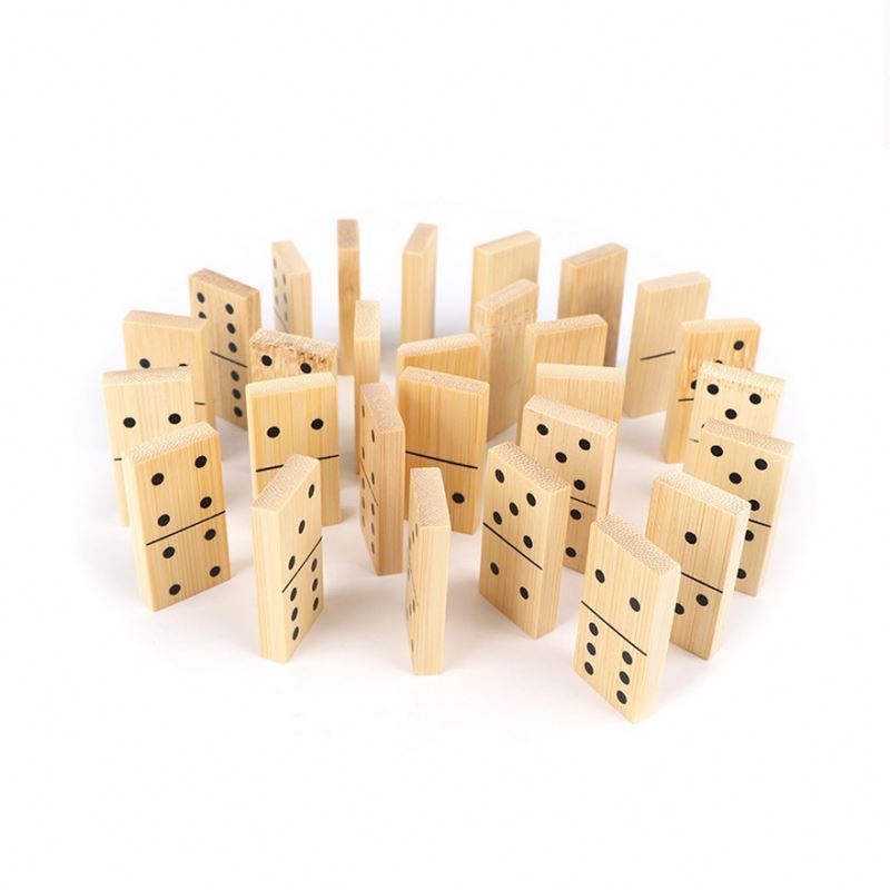 OEM Bamboo Mini Travel Set Of Double Six 28 Dominoes Storage Slide Box