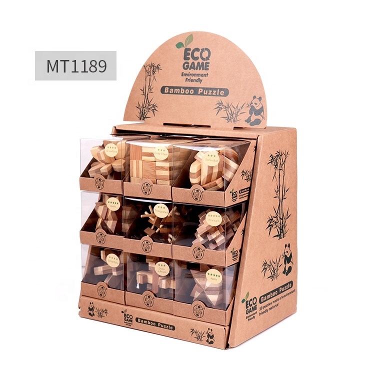 Early education Chinese Classical IQ wooden lock Puzzles Brain Lock educational wooden toys set for kids