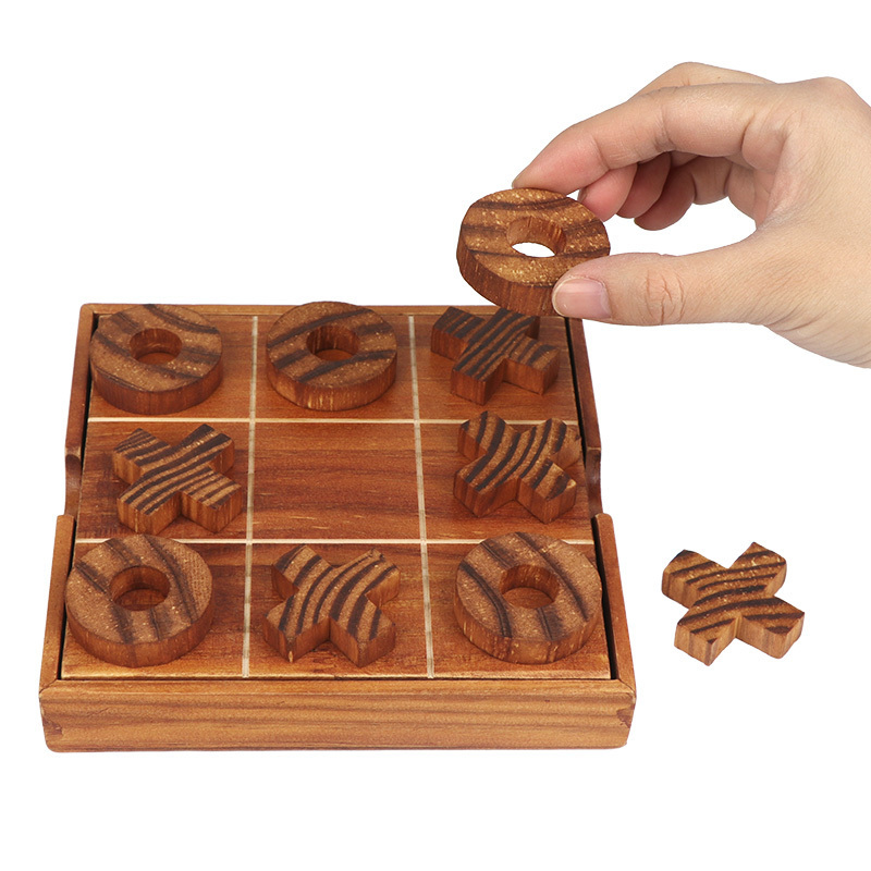 Classic Wooden XO game tic tac toe casual versus board game Classic Family Table Game for Adults and Kids