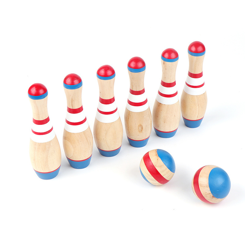 Outdoor Wooden Bowling Set Kids Manufacturer Entertainment Exercise Colorful Fun Outdoor Yard Game for Adults