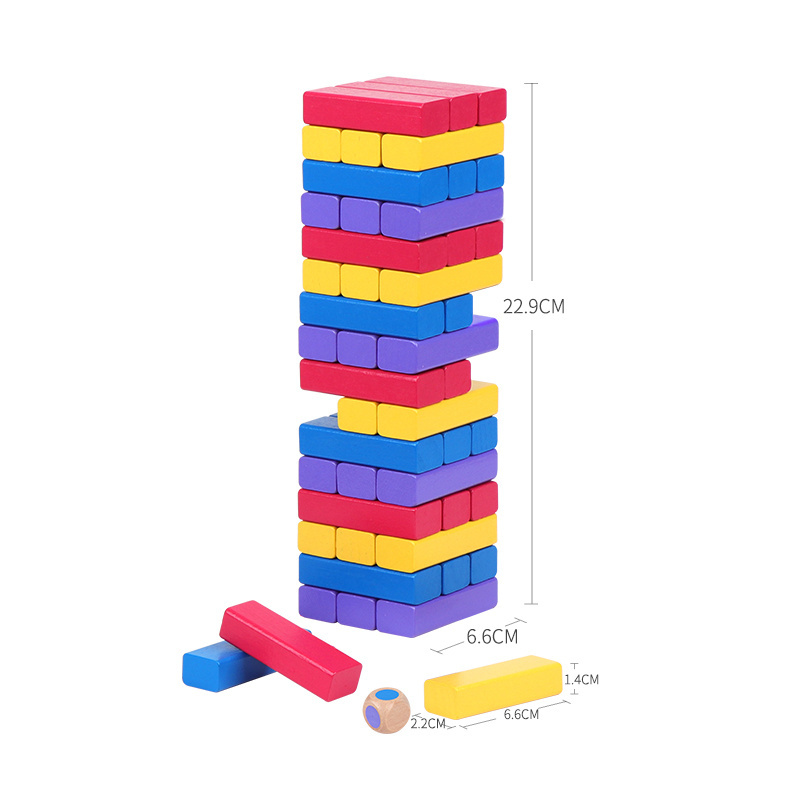 Best Selling Wooden Indoor Board Game Tumbling tower 48pcs Stacking block toy Gift for Kids and Adult