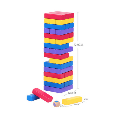 Best Selling Wooden Indoor Board Game Tumbling tower 48pcs Stacking block toy Gift for Kids and Adult