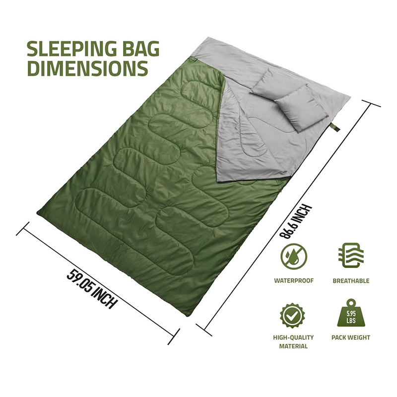 High Quality Cheap Price Comfortable 3-4 Season 2 Person Portable Outdoor Camping sleeping bag blue