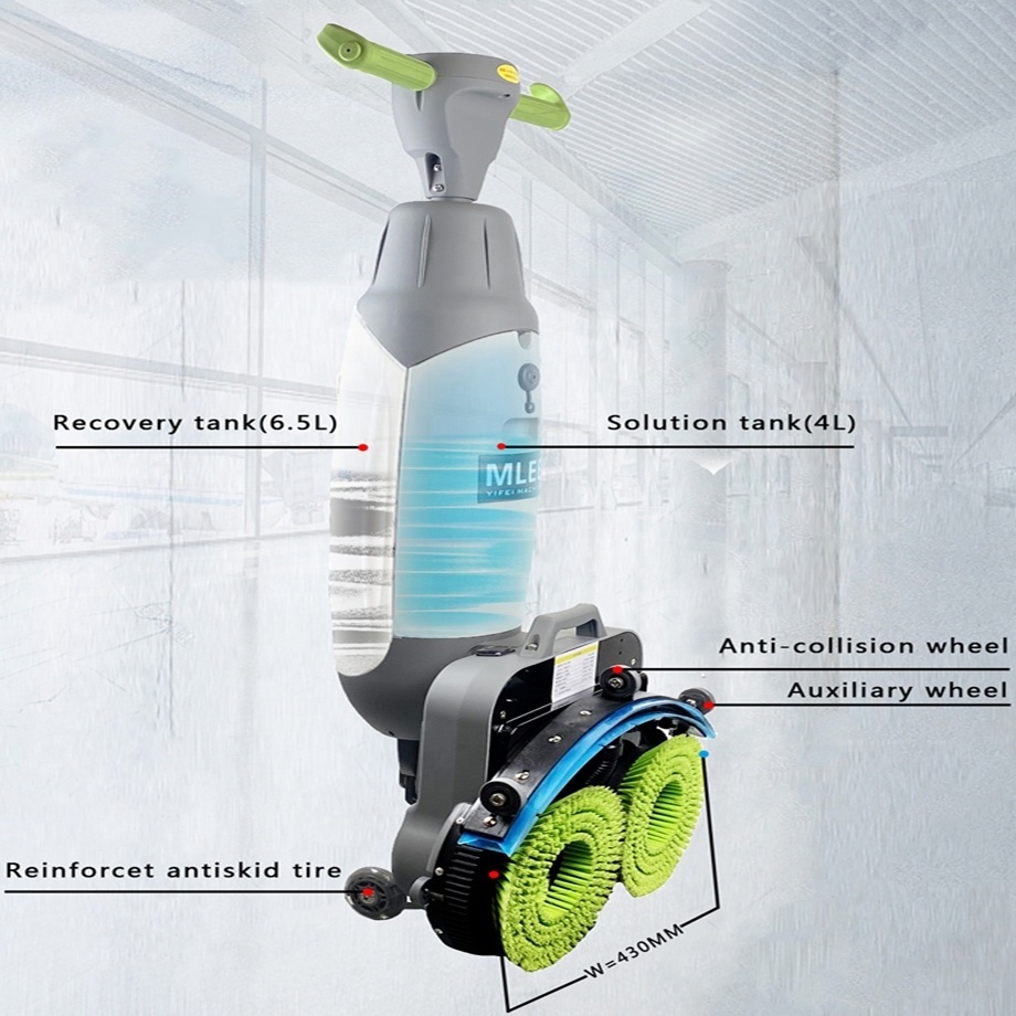 MLEE100H 2022 Mini Scrubber Floor  6.5L Lithium Battery Double Brush Floor Cleaning Machine Price