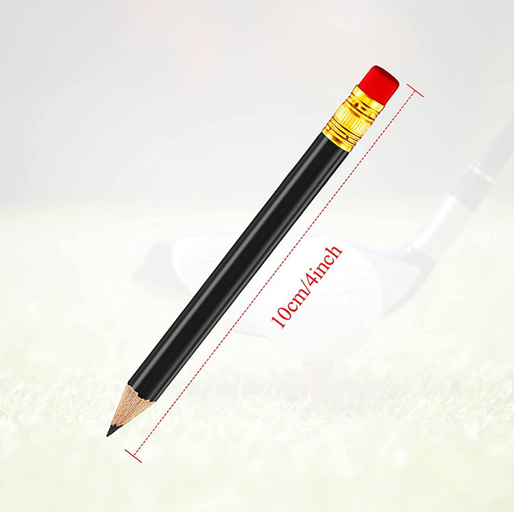 factory customized branded pencils bulk high quality office round pre-sharpened short golf wooden black pencil and logo