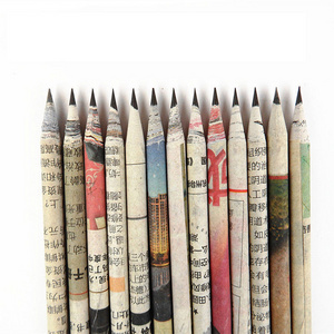 Low Moq High Quality Eco Recycled Round Newspaper Pencils News Paper Pencils For Writing Drawing